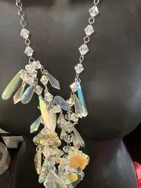 Necklace pendant massive vintage lucite chandelier dangling drops